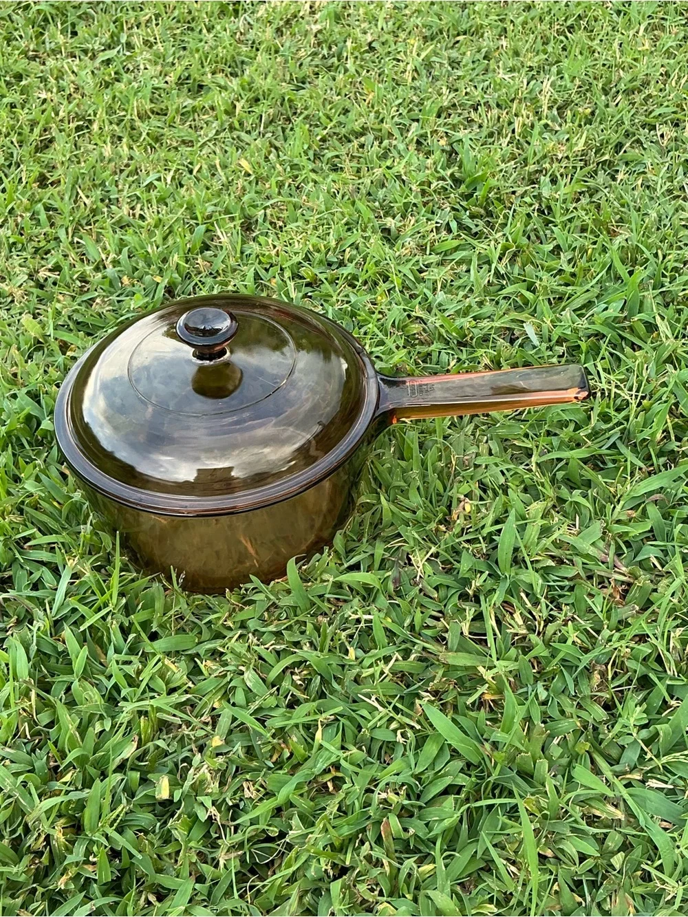 Amber Glass Saucepan with Lid - Heatproof Glass Cookware